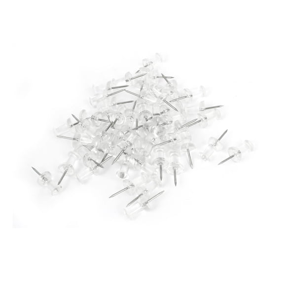 Unique Bargains 24 Pcs Map Label Clear Plastic Head Metal Pushpins Thumbtack w Box