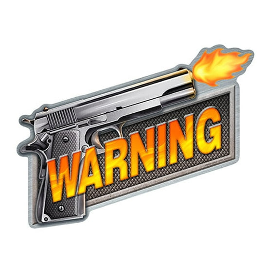 Warning Fire Handgun Novelty Sign | Indoor/Outdoor | Funny Home Décor for Garages, Living Rooms, Bedroom, Offices | SignMission personalized gift Wall Plaque Decoration