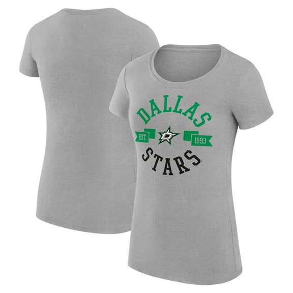 Women's G-III 4Her by Carl Banks Heather Gray Dallas Stars Super-Slim Fit Lightweight City Graphic Sport Crewneck