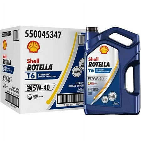 Shell Rotella T6 Full Synthetic 5W-40 Diesel Engine Oil (1-Gallon, Case of 3)