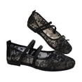 thumbnail image 5 of Mfakffe Ballet Flats for Women Mesh Bowknot Ballerina Flats Closed Toe Comfortable Casual Work Shoes Black 9 Wide（EU:42）, 5 of 5