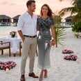 thumbnail image 3 of Psesaysky Couple Matching Clothes His and Her Matched Outfit Grey Spider Web Print Long Sleeve Button Up Shirts and Pencil Maxi Dress for Womens Gothic Party Matched Sets for Couples,S-3XL, 3 of 6