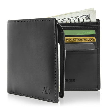 Faux Leather Vegan Wallets For Men - Bifold Mens Wallet With ID Window RFID