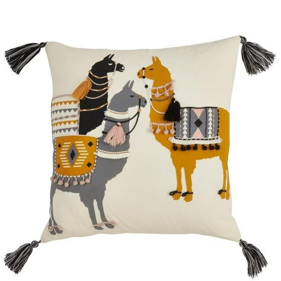 Saro Lifestyle Llama Pack Down Filled Throw Pillow