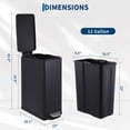 thumbnail image 6 of Slim Trash Can with Lid, 12 Gal (45 L) Stainless Steel Kitchen Garbage Can with Inner Bucket and Step On Foot Pedal, Narrow Metal Trash Bin, Black, 6 of 7