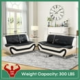 thumbnail image 3 of PonLiving Oversize Modern Leather Sofa Set with Loveseat and Armchair, 3-Piece Living Room Furniture Sets, Black&White, 3 of 7