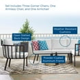 thumbnail image 6 of Lounge Sectional Sofa Chair Set, Aluminum, Metal, Steel, Grey Gray White, Modern Contemporary Urban Design, Outdoor Patio Balcony Cafe Bistro Garden Furniture Hotel Hospitality, 6 of 10