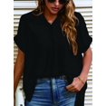 thumbnail image 5 of Musefolio Women V Neck Short Sleeve Shirts Plaid Loose Flowy Blouse S-XXL, 5 of 6