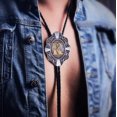 thumbnail image 3 of GHSDFBB Golden Initial A to Z in Flower Nursery Cowboy Bolo Tie with Cowhide Rope, 3 of 4