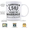 thumbnail image 5 of 50th Wedding Anniversary Mugs for Couple Husband Wife - I Survived 50 Years of Marriage and All I Got Was This Mug - 50 Year Anniversary 11 oz Coffee Mug for Him Her, 5 of 6