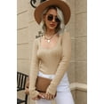 thumbnail image 4 of rrhss Women Sexy Sweaters Low Cut Scoop Neck Bodycon Long Sleeve Pullover Tops, 4 of 6