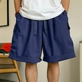 thumbnail image 3 of Hrsba Men's Casual Shorts,Solid Color Linen Drawstring Knee Length Summer Daily Wear Shorts, 3 of 4