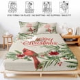 thumbnail image 5 of Cal.King Size Fitted Sheet Set - Christmas Cardinal 3 Piece Bedding Sets 16" Deep Pocket Fitted Sheet with 2 Pillowcases, Xmas Winter Pine Flower Berry on Linen Brushed Microfiber Hotel Bed Sheets, 5 of 9