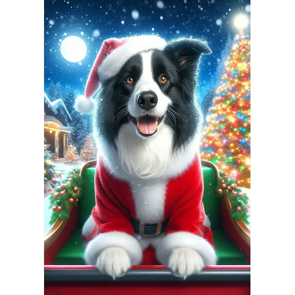 Border Collie - Best of Breed DCR Christmas House Flag 28" x 40"