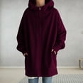 thumbnail image 5 of Trendy Olyvenn Womens Long Sleeve Sweatshirts Long Coat Tops Casual Plus Size Loose Women's Solid Color Hoodie Zipper Tops With Pockets Purple L, 5 of 9