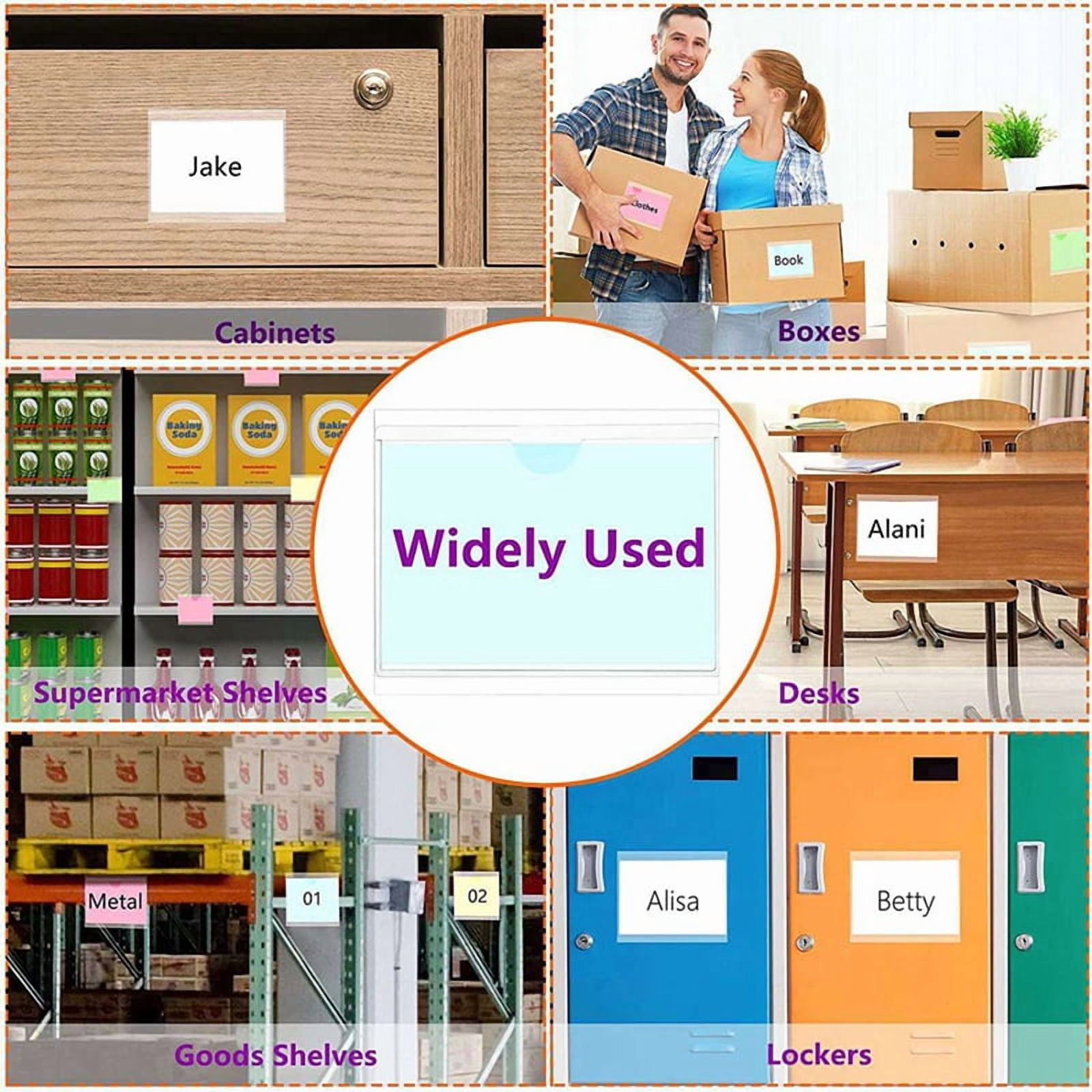 144Pcs Self-Adhesive Label Card Holder Index Pockets Holder 6X8.5cm Clear Plastic Card Holder Adhesive Label Holder