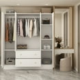 thumbnail image 5 of MONSLIPA 4-Door Wardrobe Armoire Closet with Mirror, Drawers and Hanging Rod for Bedroom, White, 5 of 9