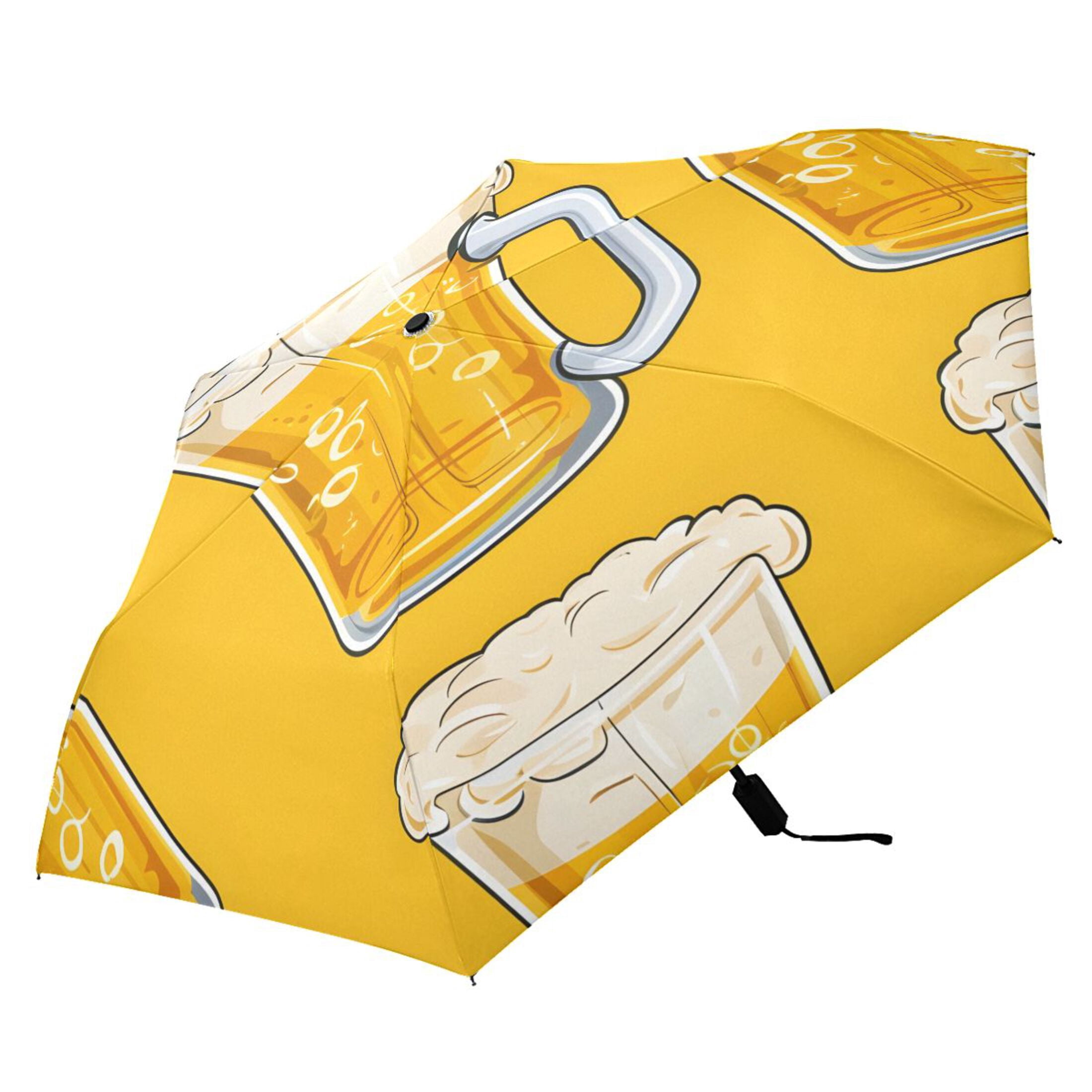 Beer Mugs with Foam Compact Sun Umbrella Windproof Travel Umbrellas for Rain Strong Portable UV Protection