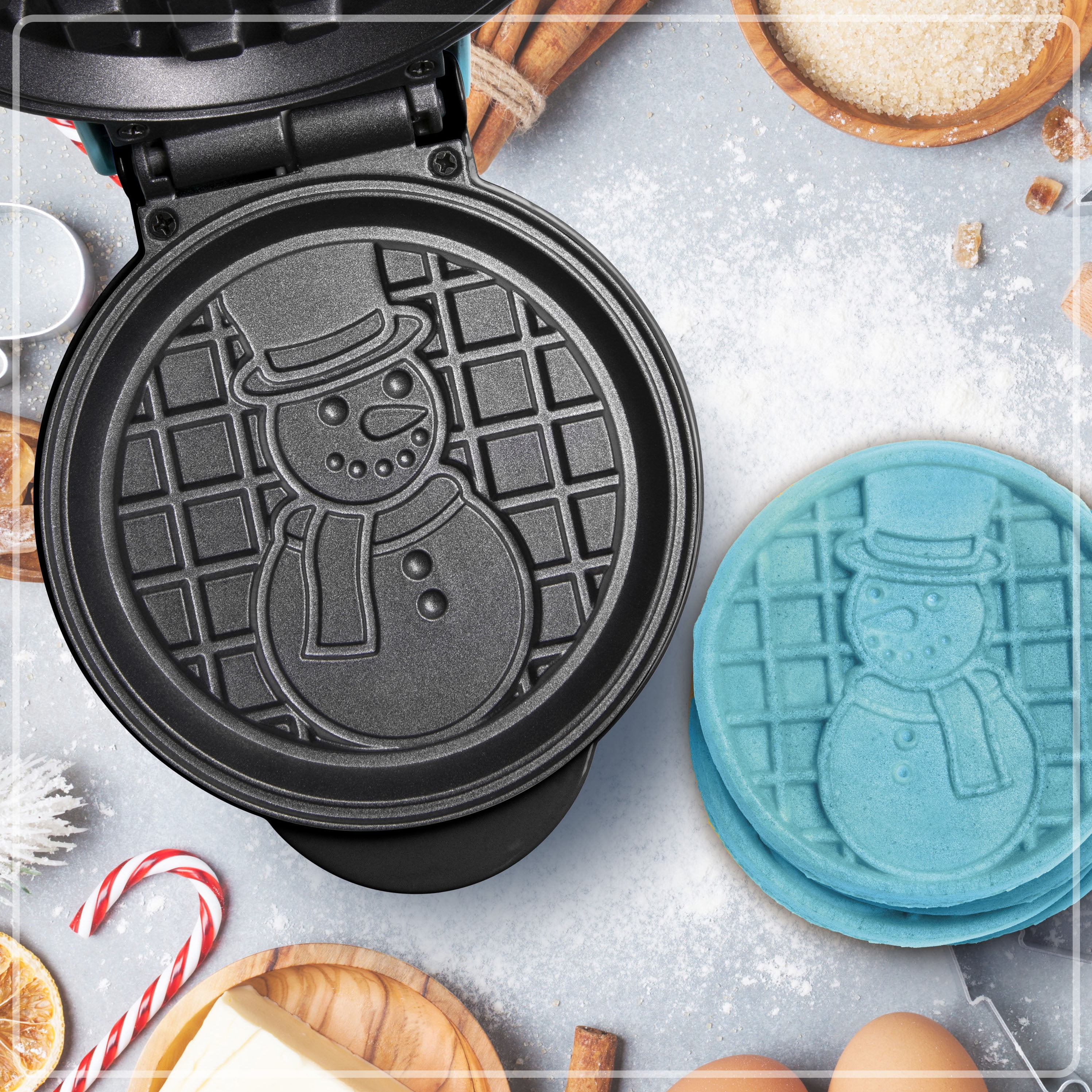 MyMini Snowman Electric Waffle Maker, Blue Compact Mini - Walmart.com