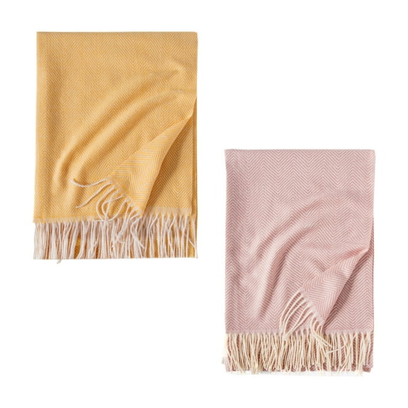 Curve Muse Women's Fashion Long Shawl Winter Warm Wave Stripes Large Scarf-2 Pack-Pack B