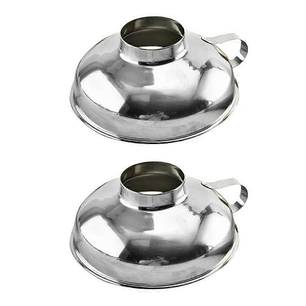 2Pcs Funnel Thickened Stainless Steel Wide Mouth Funnel Salad and Jam Funnel