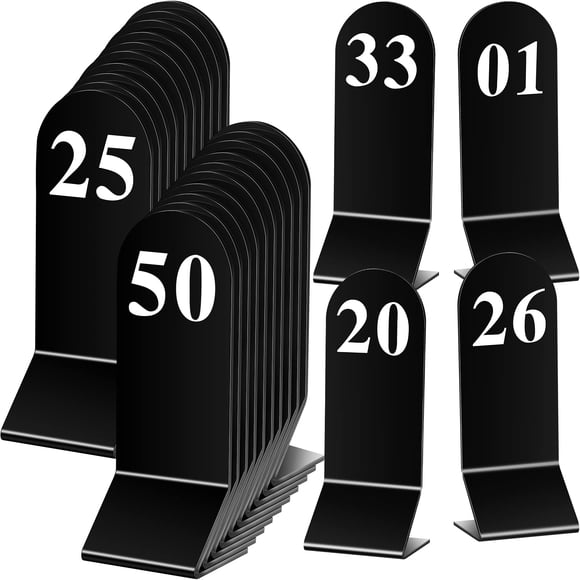 Remerry 50 Pcs Table Numbers 1-50 Acrylic Double Sided Number Cards Acrylic Tent Table Holders Tent Cards Wedding for Restaurant, 2.36 x 6.3 Inch (Bl