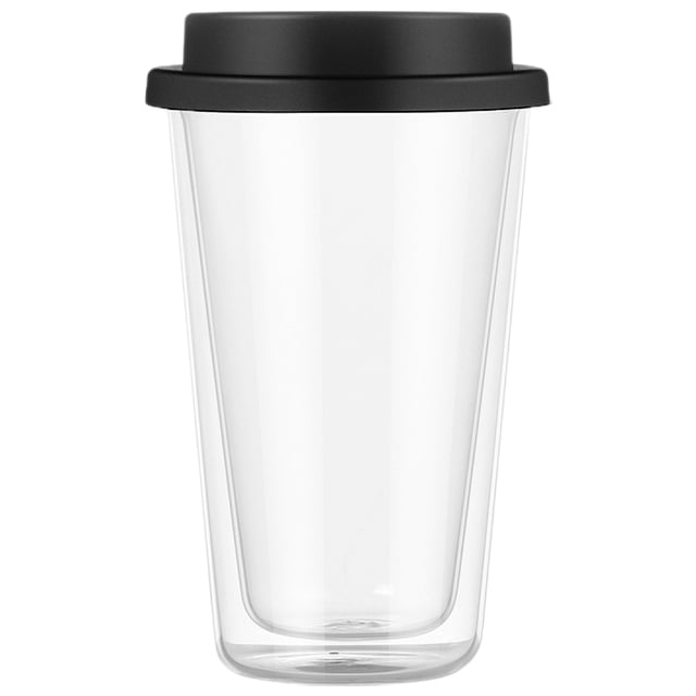 Double Wall Glass Coffee Mug with Silicone Lid Cappuccino Mug Coffee Cup Milk Tea Water Cup