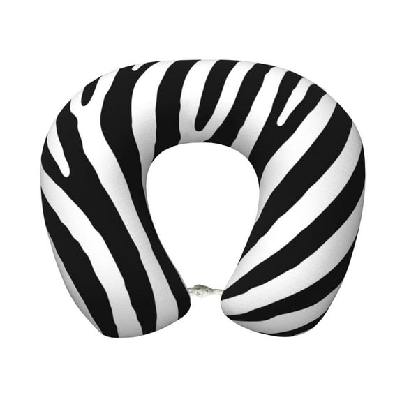 Gaeub Zebra Print Memory Foam Travel Pillow,U-Shaped Neck Pillow,Head Neck Support Airplane Pillow,Flight Pillow for Traveling,Car,Home,Office,Washable Cover