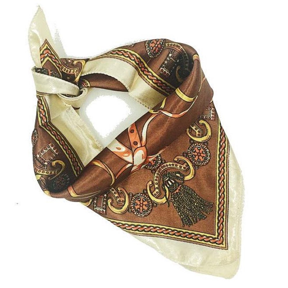Tingstyle Small Square Satin Womens Neck Head Scarf Scarves Brown