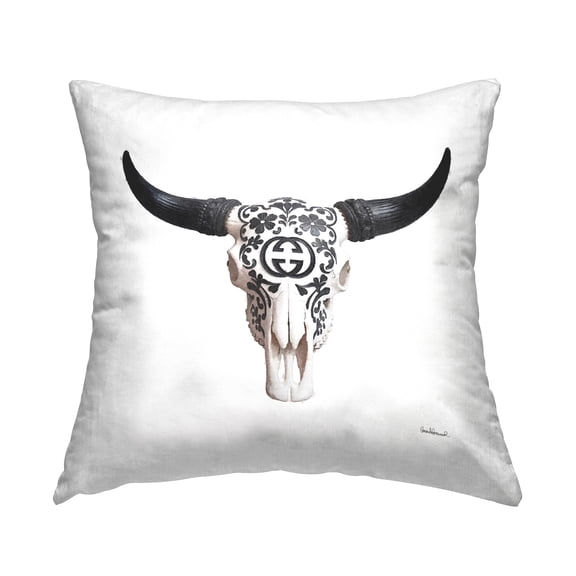 Stupell Industries Western Fashion Skull Decorative Printed Throw Pillow Design by Amanda Greenwood.