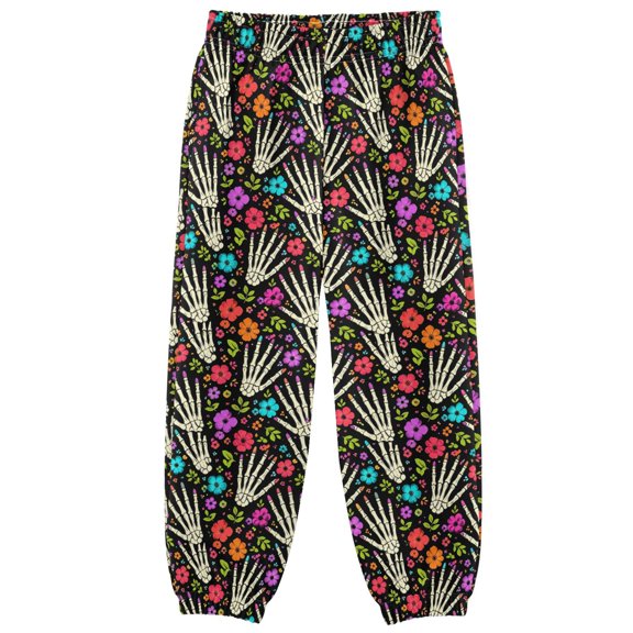 Skull Hand Flower Boys Pants Kids Casual Sweatpants Joggers Toddler Sports Pants 3-10 Years