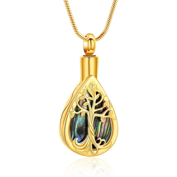 Teardrop Urn Necklace for Ashes for Women Men Tree of Life Cremation Jewelry Memorial Keepsake Urns Pendant Necklace for Urn Necklaces Ashes