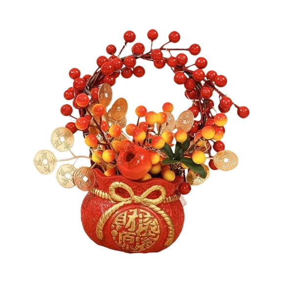 Fancyes Chinese New Year Feng Shui Blessing Bag Vase Decor Blessed Bag Statue Table Decoration for Restaurant Home Party Housewarming C