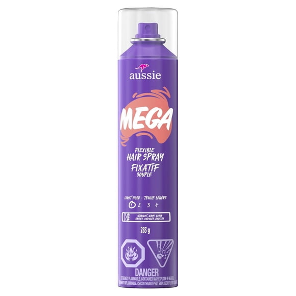 Fixatif à tenue souple Aussie Mega pour cheveux bouclés, raides et ondulés