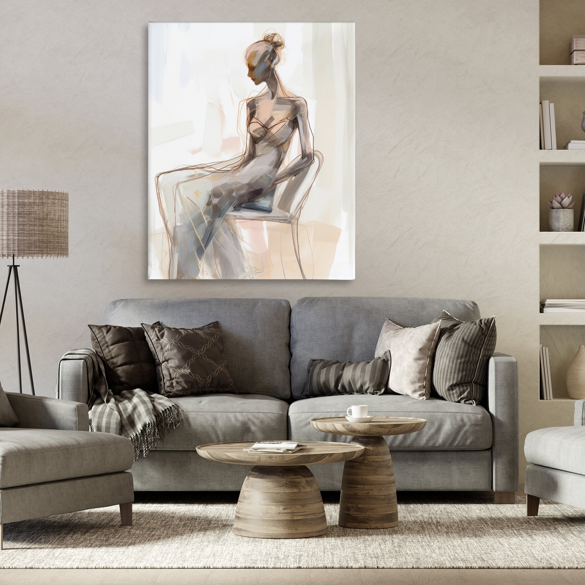 Stupell Industries Classy Figure Impression People Painting Wrapped Canvas Art Print Wall Art, 36 x 48