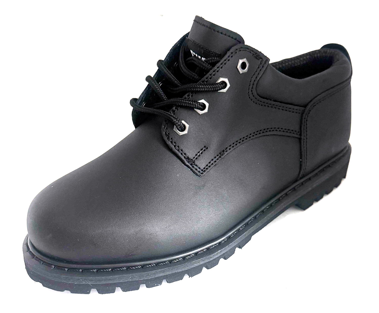 Men's Work Boots Black Leather Lace Up Slip and Oil