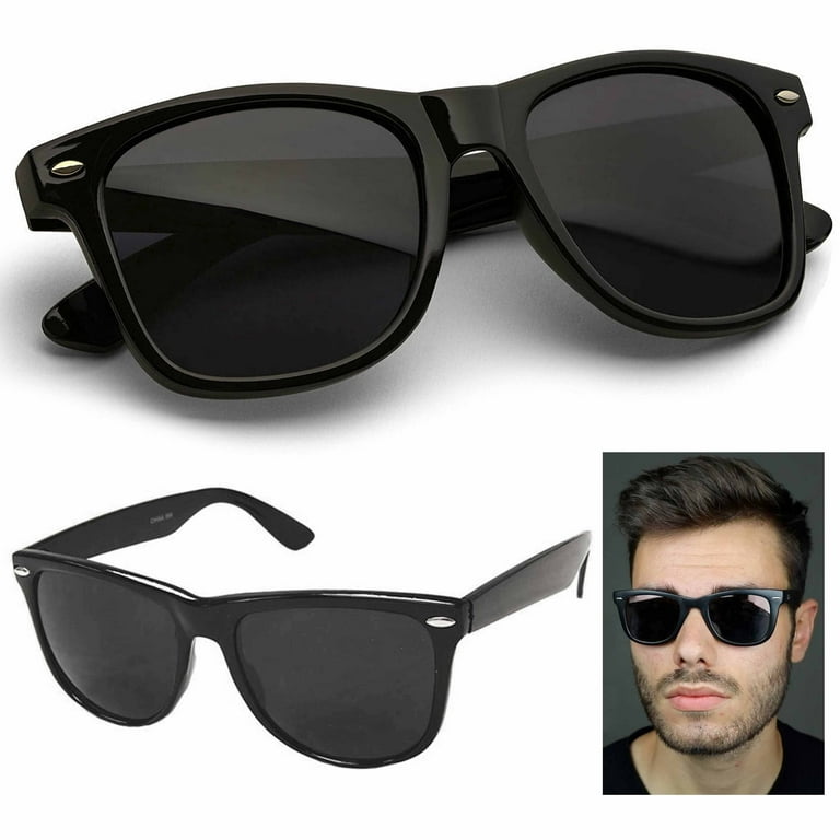 1pair Men Square Frame Fashion Glasses Black Shades