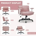 thumbnail image 3 of Criss Cross Chair with Wheels and Adjustable Flip-Arms, Cross Legged Office Chair with Thick Cushion, Wide Makeup Vanity Chair, Comfy Swivel Desk Chair for Home Office, Apartment, Bedroom, Pink, 3 of 10
