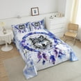 thumbnail image 4 of 3D Wolf Twin Comforter Set Boho Dreamcatcher Bedding Set Twin,Jungle Animal Bedding Comforter Sets Purple Watercolor Duvet Set,Oil Painting Aesthetic Quilted Comforter, 4 of 7