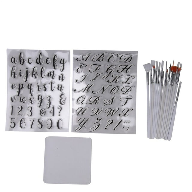 Herramientas de Sello de Pastel de Alfabeto, Sellos de Fondant de Letras con Pinceles de DecoracióN, Molde de Fondant de NúMeros para DecoracióN de Pasteles de Galletas