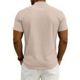thumbnail image 4 of Mens Zip Up Short Sleeve Shirt Stand Collar Textured Waffle Pattern Summer Breathable Sporty Tops Side Pockets Khaki L, 4 of 4