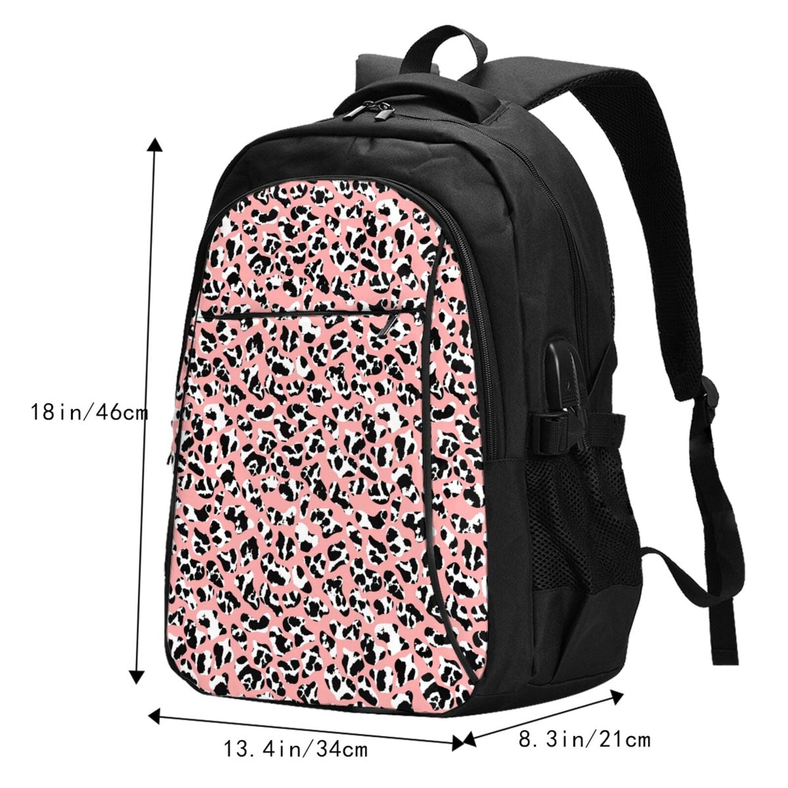 Vsdgher Cow Animal Skin Print Travel Laptop Backpack, Laptops Backpack with USB Charging Port, Water Resistant Computer Bag Gift for Men & Women
