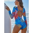 thumbnail image 3 of Charmo Womens Rash Guard One Piece Bathing Suits Tie Back Long Sleeves Monikini Swimsuit, 3 of 4