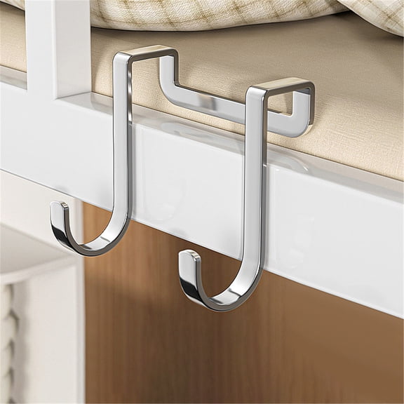 Ecohintz Over The Door S Hook - Stainless Steel Non-Punching Cabinet Hook - S Shaped Hanger for Towels, Coats & Bags - No Tools - for Kitchen, Bathroom & Closet, Silver