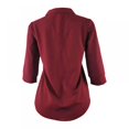thumbnail image 4 of Women's Business Casual V Neck Solid Three Quarter Sleeve Chiffon Work Blouse Top, 4 of 11