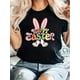thumbnail image 1 of Happy Easter Rabbit Cute Print Crew Neck T-Shirt, Women Graphic T Shirts, Casual Short Sleeve T-Shirt for Spring & Summer, Women's Clothing, 1 of 6