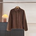 thumbnail image 2 of Sexlip Womens Fuzzy Fleece Jacket Long Sleeve Button up Hooded Coats Casual Comfy Side Split Winter Thermal Outerwear with Pockets Brown L, 2 of 8