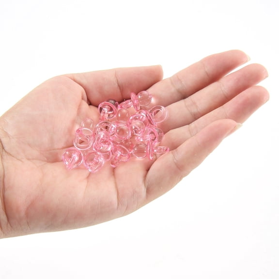 144 Mini Acrylic Baby Pacifiers (Pink) - Baby Shower Decorations, Party Favors