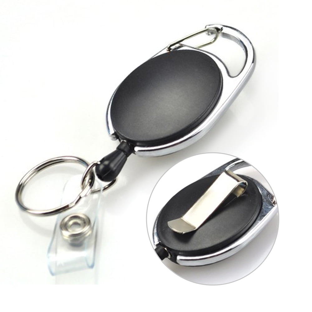 GOGO Wholesale Retractable Carabiner Badge Holder ID Card Lanyard-Solid Blue-100 Pcs
