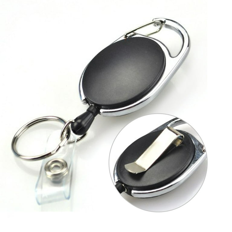 GOGO Carabiner Badge Holder Reels With Back Splint Office Business Card  Supply-BLACK200Pcs